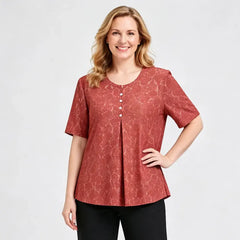 【Efect de Slăbire Vizuală】Tricou Fashion de Vară cu Guler Rotund și Croială Lejeră