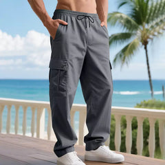 Pantaloni Cargo Bărbătești Multi-Buzunare – Stil Outdoor, Talie Elastică cu Șnur, Confortabili și Rezistenți
