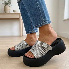 👡 papuci noi de vară cu design împletit și talpă groasă