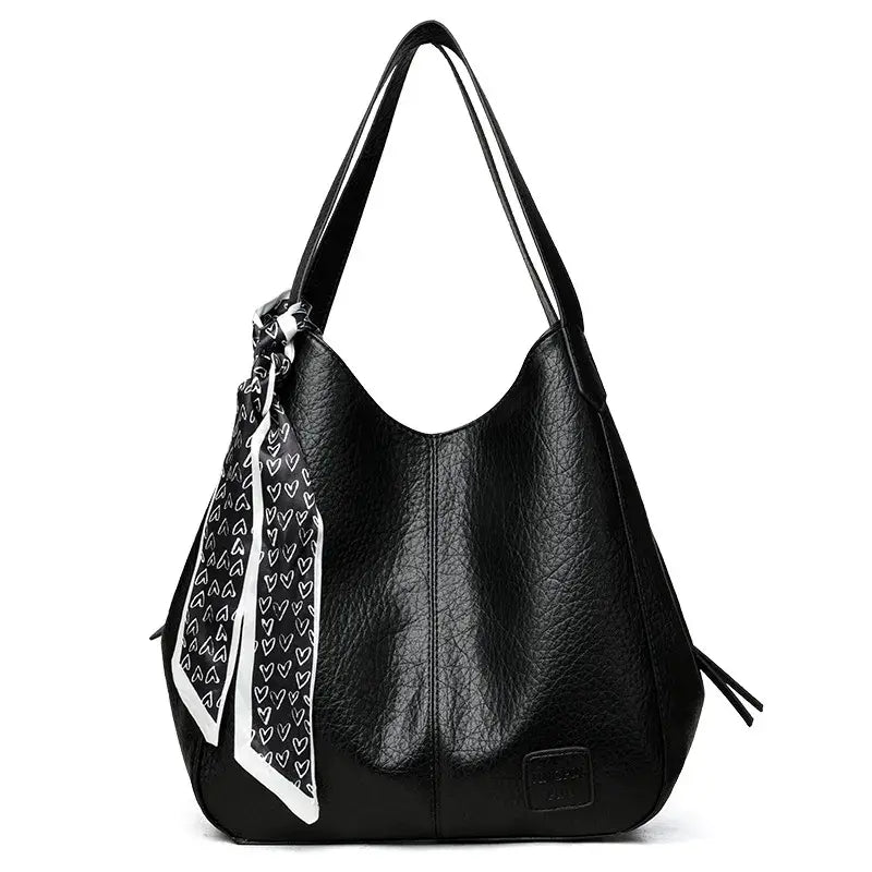 👜 Eleganță retro franceză! Geantă Tote din piele moale de mare capacitate (Eșarfă elegantă cadou / Purtare pe umăr sau crossbody / 5 Culori)! ✨