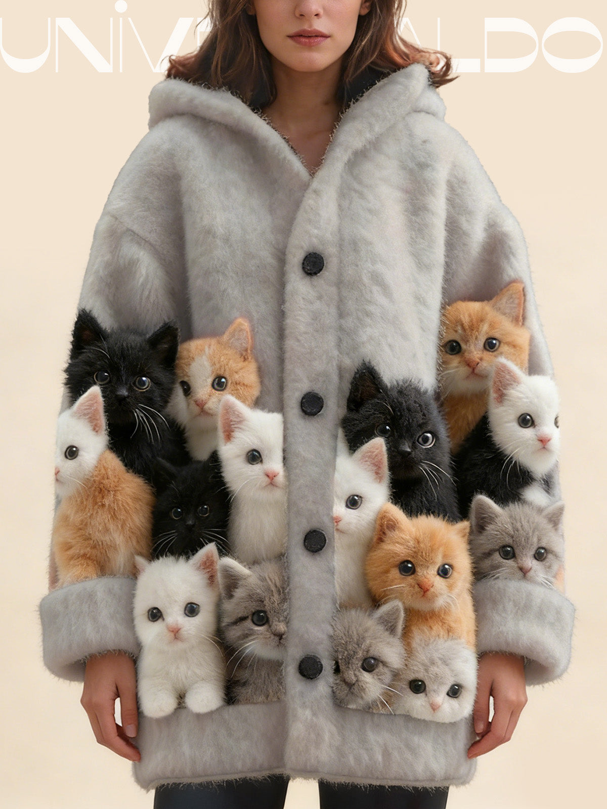 🐱【Nou sosit】Cardigan tricotat cu imprimeu pisică