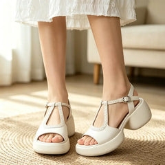 Sandale Elegante în Stil Retro Francez: Toc Masiv Sculptat, Barete Împletite Chic, Mărimi 35-40