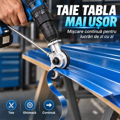 ⚡ Adaptor de Tăiere Tablă pentru Bormașină! Transformă Bormașina într-o Unealtă Practică de Tăiat · Tăiere Curată și Rapidă fără Efort · Compatibil cu Bormașini Uzuale · Ideal pentru DIY, Atelier și Reparații!
