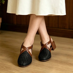 【35-40】Sandale Retro din Piele Moale cu Perforații – Confort la super-lativ, zero presiune și picioare odihnite toată vara!