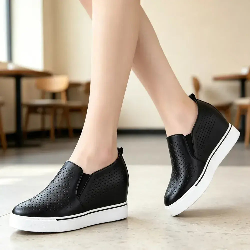 Pantofi casual la modă cu talpă groasă și efect de creștere în înălțime