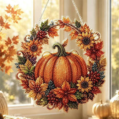 🎃💎Decorațiune suspendată cu dovleac, floarea-soarelui și aplicații strălucitoare