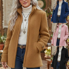 📢【Νέα άφιξη】Μονόχρωμο Fleece Μπουφάν με Φερμουάρ – Τέλειος Συνδυασμός Άνεσης & Στυλ