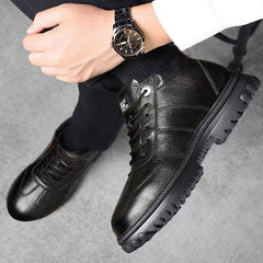 【39-44】Ανδρικά χειμερινά casual δερμάτινα παπούτσια, κατασκευασμένα από χοντρό δέρμα και βαμβακερό ύφασμα, με μάλλινη επένδυση.