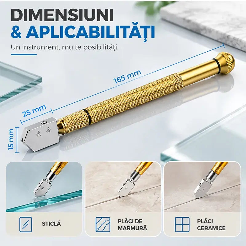 Instrumentul perfect pentru tăiere! Cuțit multifuncțional cu rolă de diamant pentru tăierea sticlei și a plăcilor ceramice  Cumpără unul și primești unul gratis (primești 2 bucăți) 💎