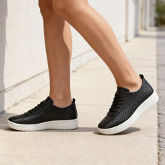 Adidași Casual din Piele pentru Damă, cu Perforații Respirabile, Talpă Moale și Flexibilă, Pantofi Ortopedici pentru Atenuarea Durerilor de Picioare