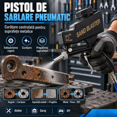💨 Pistol de Sablare Pneumatic Portabil! Curățare Controlată și Indepărtarea Rapidă a Ruginii · Rezervor Integrat · Ideal pentru Auto, Atelier și Proiecte DIY · Disponibil pe Negru și Albastru!