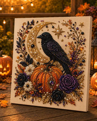 【20*20cm】Kit DIY Artă cu Perle și Diamante, Model Nou Fantome Drăguțe de Halloween, Tablou Mozaic cu Dovleci și Lună, Decorațiune Creativă Casă