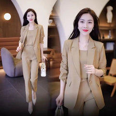 🏆【Jachetă + Vestă + Pantaloni】Costum casual modern nou, din trei piese