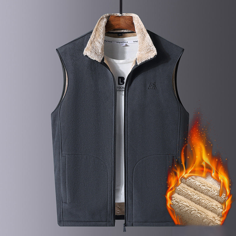 🔥【Μεγάλες πωλήσεις】🧥 Ανδρικό Ζεστό Αμάνικο Γιλέκο με Επένδυση από Γούνα Προβάτου
