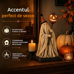 [Precomandă Halloween] Statuetă Fantomă cu Baghetă Dovleac – Decor Spooky în Ediție Limitată