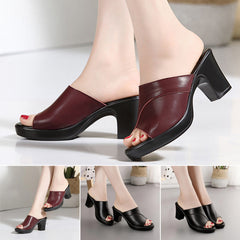 👡Pantofi de damă urbani——Papuci noi de vară din piele moale cu toc gros, la modă și ușor de asortat