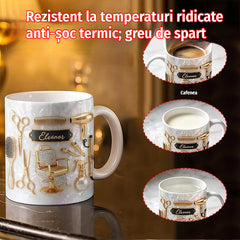 ☕【Design plin de personalitate】✂️ Cană de cafea din ceramică, stil luxos și unic