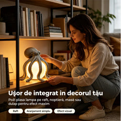 Veioză de Masă Creativă în Formă de Caracatiță, Lampă Decorativă din Rășină Stil Marin, Lumină de Veghe pentru Dormitor și Living