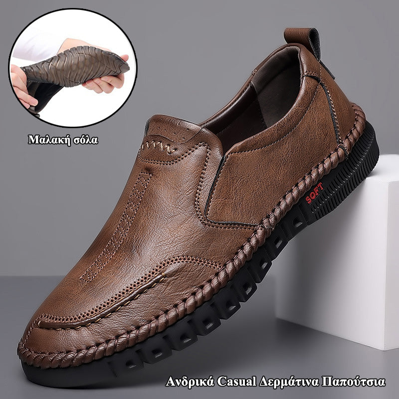👞【39-44】Pantofi Casual din Piele pentru Bărbați, Piele Naturală, Talpă Moale, Antiderapant, Respirabil