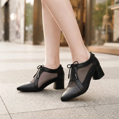 👠Sandale Elegante Fashion cu Toc Înalt și Detalii din Plasă