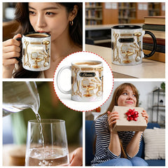 ☕【Design plin de personalitate】✂️ Cană de cafea din ceramică, stil luxos și unic