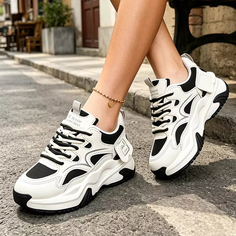 Pantofi Sport "Dad Shoes" cu Platformă: Stil ins, Înălțare 4cm, Talpă Ondulată Retro, Mărimi 35-40