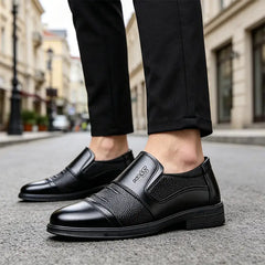 Pantofi Eleganți din Piele Naturală pentru Bărbați: Model Slip-On Fără Șireturi, Talpă Moale Anti-Oboseală, Amortizare Șocuri și Confort Premium