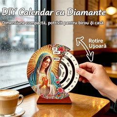 🙏💎Calendar Rotativ DIY cu Diamante, Decor Handmade cu Fecioara Maria