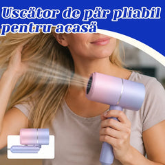 Uscare Rapidă și Păr Strălucitor ✨ Uscător de Păr Pliabil cu Tehnologie cu Lumină Albastră 💨 Ideal pentru Casă, Cămin sau Călătorii!