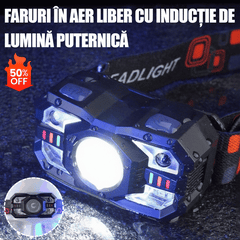 🔥🔥Far cu inducție inteligentă cu durată lungă de viață a bateriei Lumină de pescuit de noapte în aer liber montată pe cap