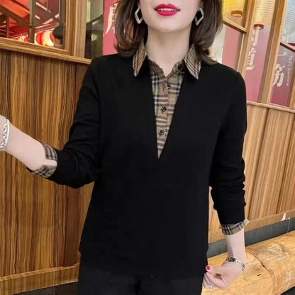 🔥❤️【Αγοράστε το πιο δημοφιλές προϊόν】Σετ δύο τεμαχίων πουκάμισων από καρό ύφασμα με σχέδιο patchwork