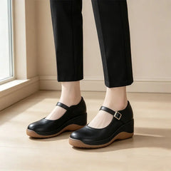【Piele Naturală Premium】Pantofi Eleganți în Stil Francez cu Toc Wedge