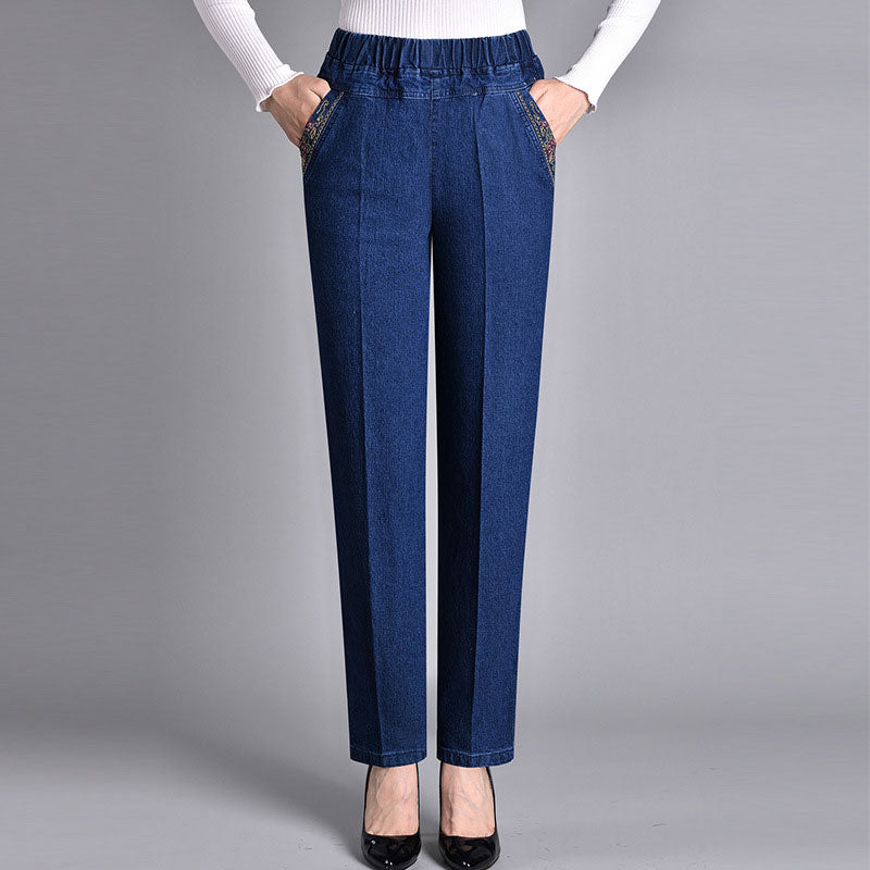 🔥【Reducere 30%】🔥🔥【XL-5XL】Noutate 2026, Blugi elastici casual cu picior drept, mărime de damă