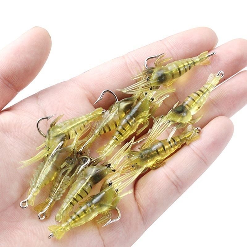 🎣✨【Set 30 bucăți】Momeală fluorescentă bionică tip creveți cu cârlig
