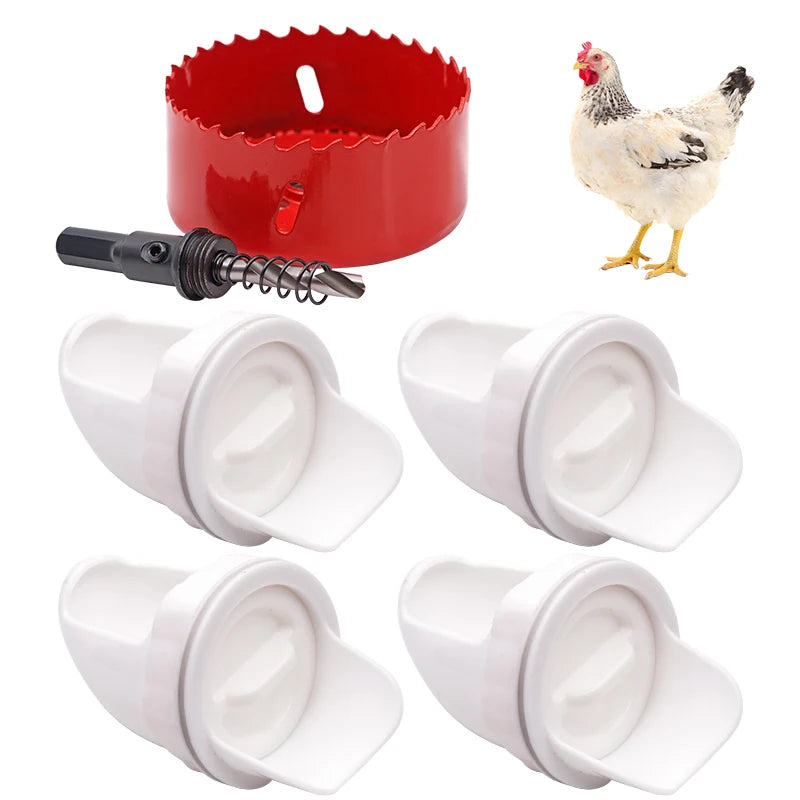 🐓 Hrănitor automat pentru pui, rață și gâscă【5 alimentatoare + Perforator】