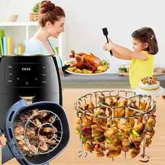 🍢🍖🍗Gratar din otel inoxidabil 304 cu 24 de frigarui pentru cuptorul cu aer friteu