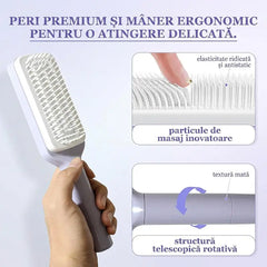 🪮 Perie de Păr cu Autocurățare Retractabilă – Adio Păr Încâlcit, Efect Antistatic și Masaj Capilar! Ofertă Limitată 1+1 GRATIS! 🌸🎁