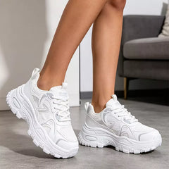Pantofi Sport Fashion cu Platformă Înaltă – Efect de Alungire și Design Metalizat Argintiu