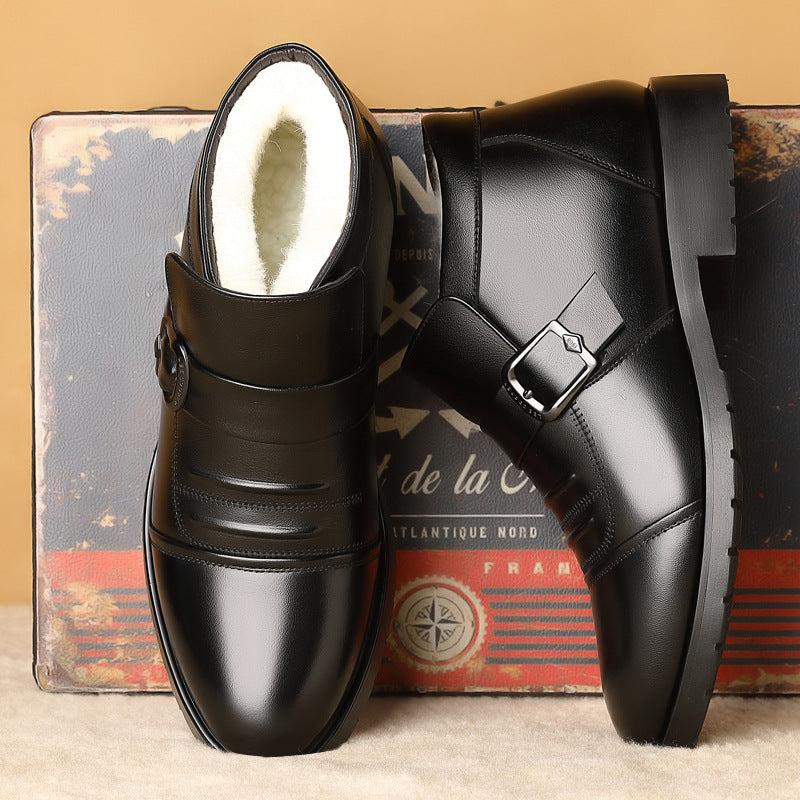 [50% Έκπτωση] Ανδρικές Χειμερινές Ζεστές Δερμάτινες Μπότες με Χοντρή Σόλα