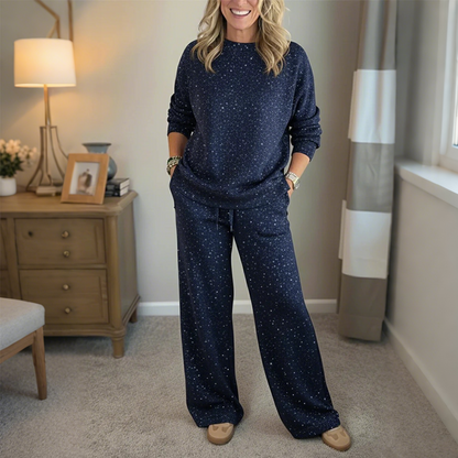 📢📢60% έκπτωση!!!🔥Γυναικείο σετ 2 τεμαχίων που περιλαμβάνει πουλόβερ με παγιέτες και παντελόνι