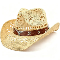 🤠Pălărie de Cowboy Western pentru Bărbați din Paie – Protecție Solară și Respirabilă