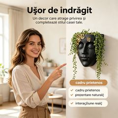 ✨Ghiveci de Perete în Formă de Chip Uman, Sculptură Decorativă pentru Plante Căzătoare, Ghiveci Suspendat de Interior și Exterior, Decor Grădină