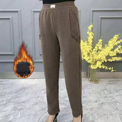 🎁👖Παντελόνι casual με φαρδιά γραμμή και χοντρή φλις επένδυση, για μεγάλα μεγέθη, κατάλληλο για όλους τους σωματότυπους