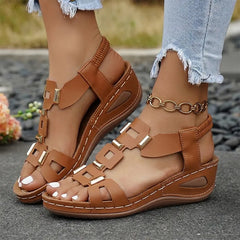 👡 Sandale Romane cu Platformă și Catarame Metalice – Barete Elastice, Talpă Ultra-Moale și Confort de 5.5 cm! ☀️✨