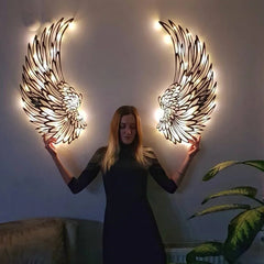 👼【30 cm】Aripi de înger cu lumini led,artă de perete din metal