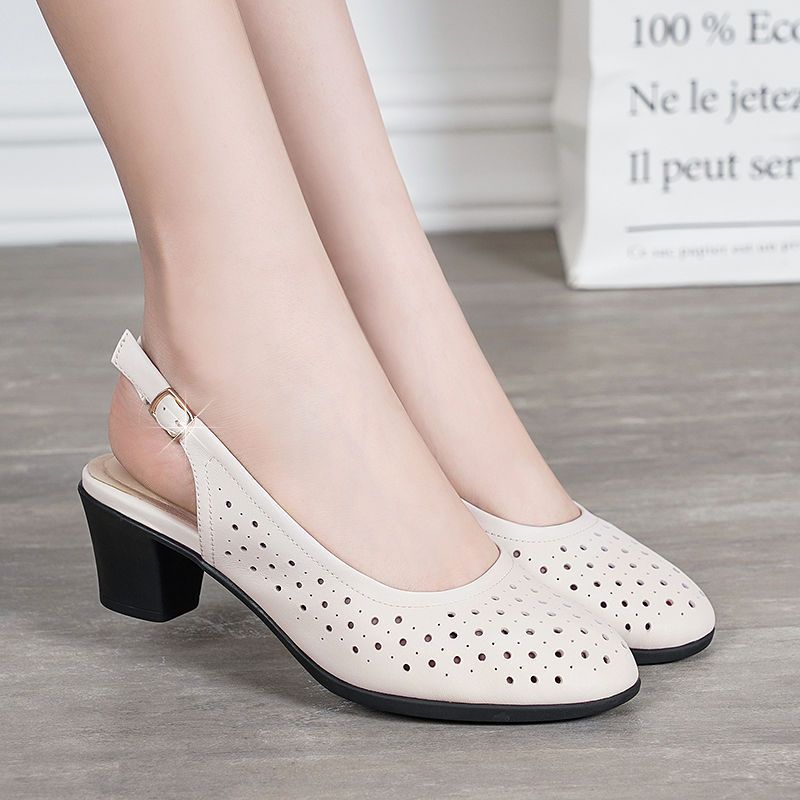 👡【35-41】2026 sandale noi din piele moale, cu toc gros, cu talpă moale