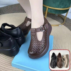 👡 Νέα Μοντέρνα Δερμάτινα Παπούτσια με Παχύ Τακούνι