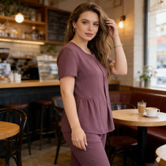 🔥 Set 2 Piese pentru Damă (Bluză + Pantaloni) – Lejer, Elegant, Mărimi Mari, Stil Modern pentru Femei Mature