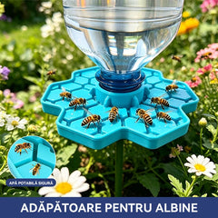 【4 buc】Adăpătoare pentru Albine cu Design Fagure și Țăruș – Dispenser Automat de Apă Anti-Înec pentru Grădină