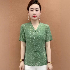 【XL-5XL】👚Tricou elegant în stil retro,pentru vara anului 2026, pentru femei de vârstă mijlocie și în vârstă